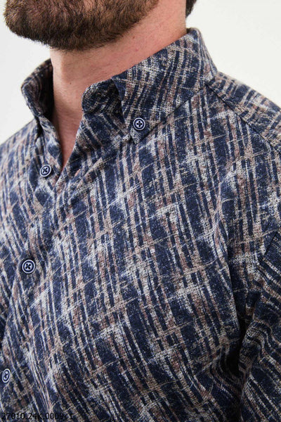 Lecce Patterned Shirt — Navy - Image 2