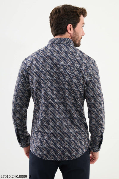 Lecce Patterned Shirt — Navy - Image 3