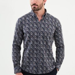 Lecce Patterned Shirt — Navy