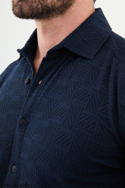 Pisa Patterned Shirt — Navy - Image 2