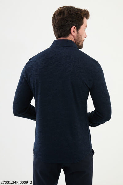 Pisa Patterned Shirt — Navy - Image 3