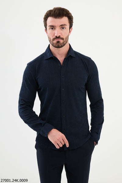 Pisa Patterned Shirt — Navy