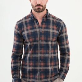 Men's Navy Blue Tile Plaid Lumberjack Shirt