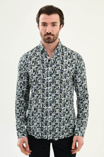 Trieste Patterned Shirt — Navy