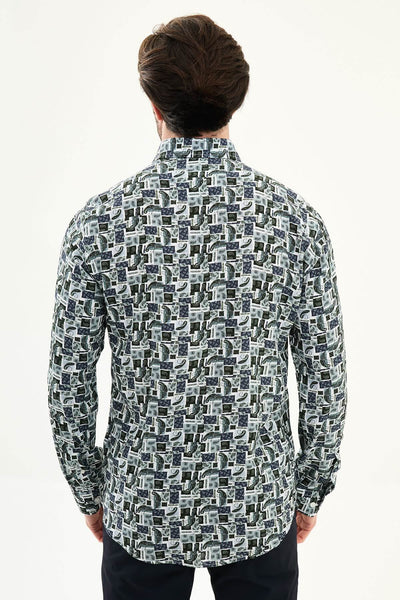 Trieste Patterned Shirt — Navy - Image 3