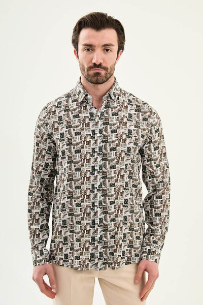 Modena Patterned Shirt — White