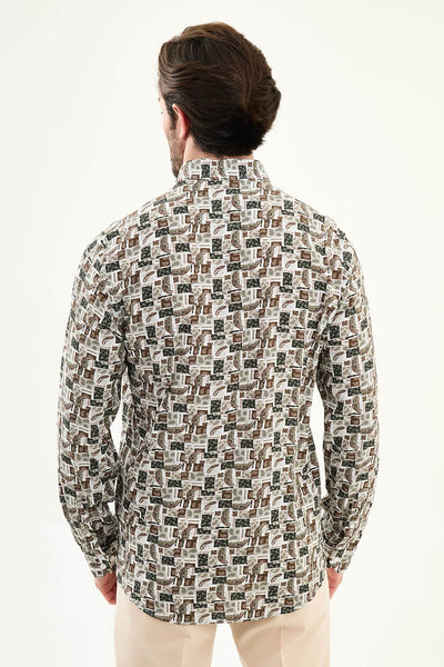 Modena Patterned Shirt — White - Image 4