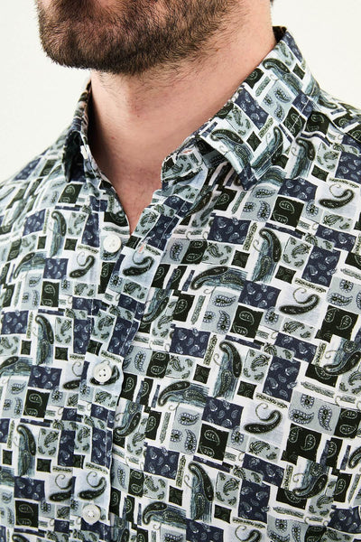 Trieste Patterned Shirt — Navy - Image 4