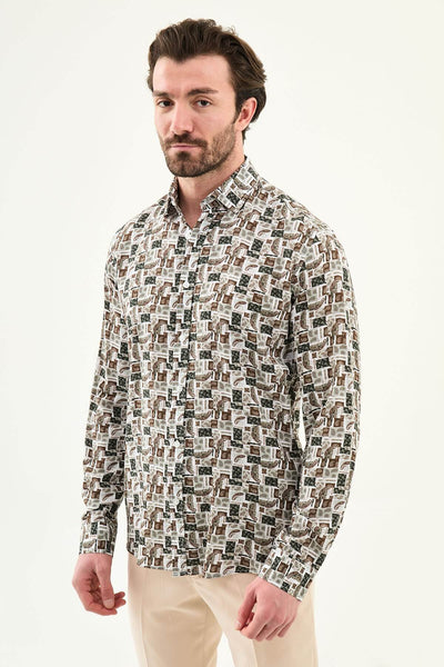 Modena Patterned Shirt — White - Image 2