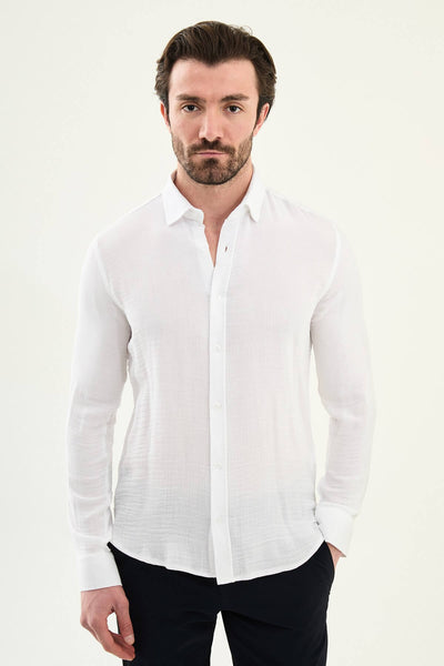 Amalfi Button-Down Shirt — White