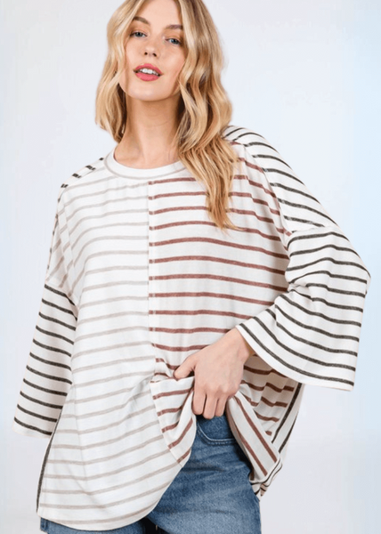 Color Block Stripes Top - CLEARANCE FINAL SALE