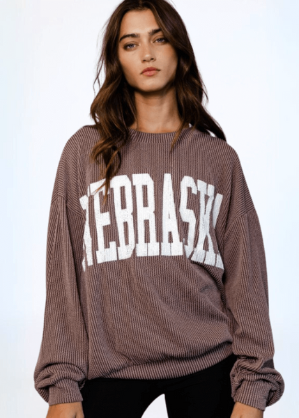 Graphic "NEBRASKA" Oversized Sweatshirt Made in USA - Image 3