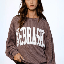 Graphic "NEBRASKA" Oversized Sweatshirt Made in USA