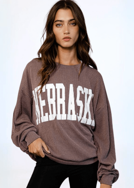 Graphic "NEBRASKA" Oversized Sweatshirt Made in USA