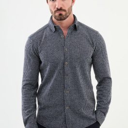 Udine Striped Shirt — Navy and Grey