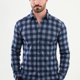 Terni Check Shirt — Navy and White