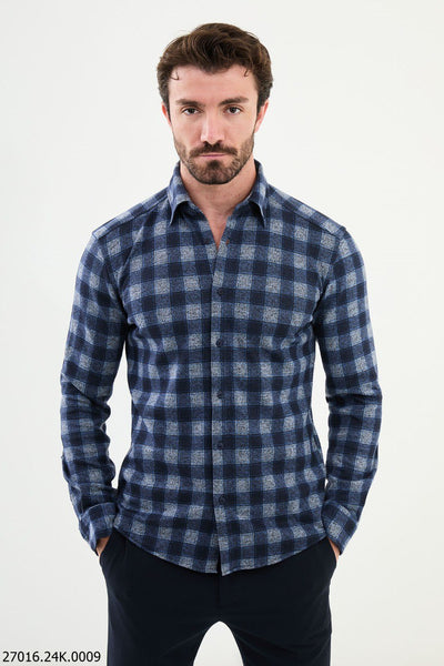 Terni Check Shirt — Navy and White - Image 3