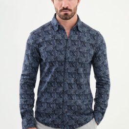 Catanzaro Patterned Shirt — Navy