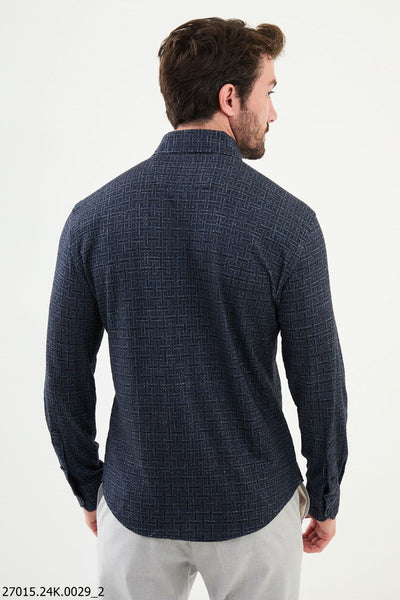 Ajaccio Patterned Shirt — Navy - Image 3