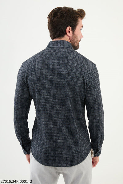 Nantes Patterned Shirt — Navy - Image 3