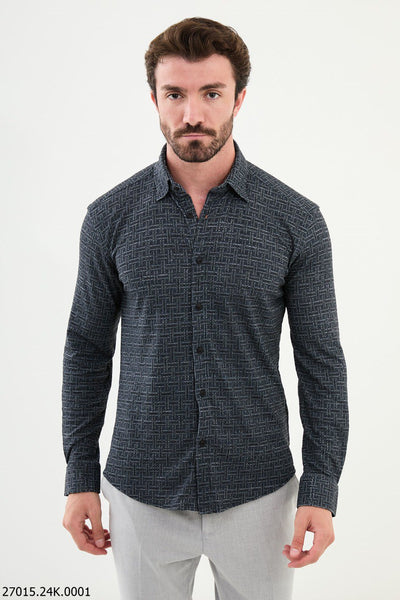 Nantes Patterned Shirt — Navy