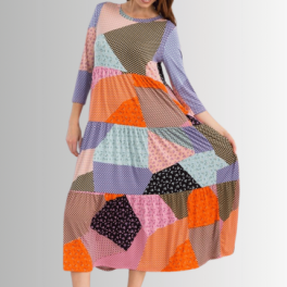 Patch Print Maxi Dress CLEARANCE FINAL SALE