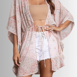 Baylee Pink Sheer Kimono Cardigan - Clearance Final Sale