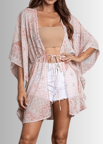 Baylee Pink Sheer Kimono Cardigan - Clearance Final Sale