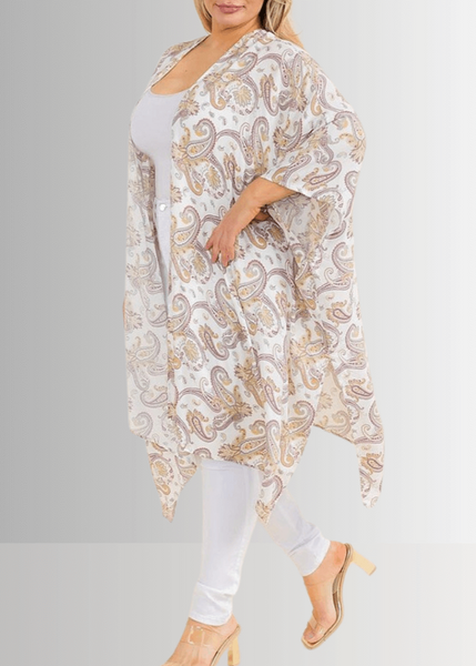 Paisley Plus Size Open Front Semi-Sheer Kimono Cardigan CLEARANCE FINAL SALE - Image 3