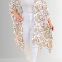Paisley Plus Size Open Front Semi-Sheer Kimono Cardigan CLEARANCE FINAL SALE