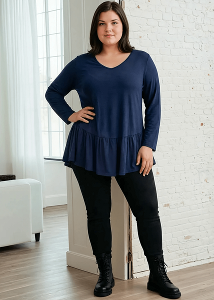 Ally Grab and Go Tunic Plus Size (Navy) Made in USA - Image 4