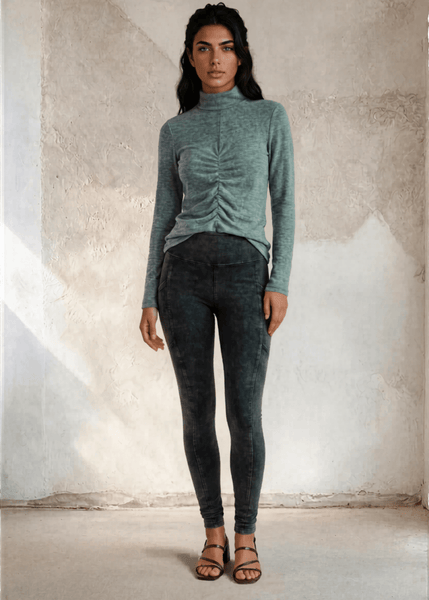 Delaney Mock Neck Top With Front Gathering CLEARANCE FINAL SALE - Image 2