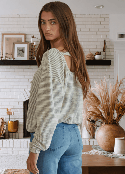 Cara Soft and Cozy Striped Pullover Sweater Made in USA - Image 2
