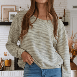 Cara Soft and Cozy Striped Pullover Sweater Made in USA