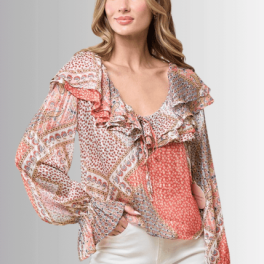 Raquel Boho Ruffled Print Top - CLEARANCE FINAL SALE