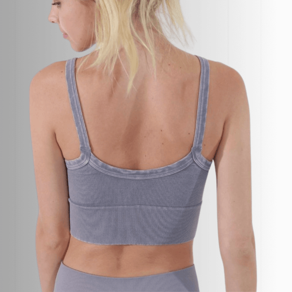 Codastone Ribbed Solid V-Neck Bra Top Made in USA - Image 2