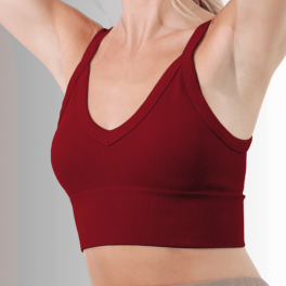 Codastone Ribbed Solid V-Neck Bra Top Made in USA