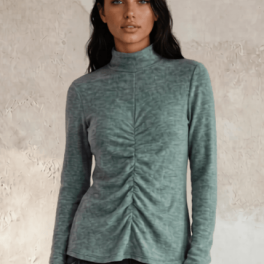 Delaney Mock Neck Top With Front Gathering CLEARANCE FINAL SALE