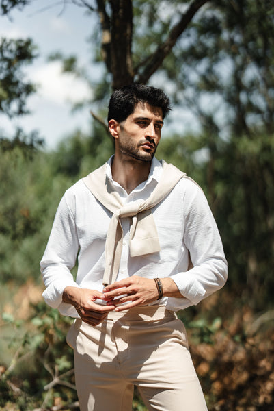 Positano Button-Down Shirt — Beige - Image 3