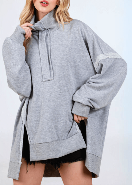 Slouch Sweatshirt with Snap Collar Made in USA