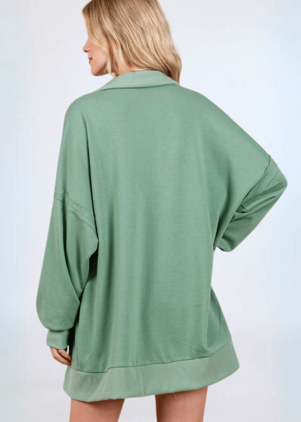 Slouch Sweatshirt with Snap Collar Made in USA - Image 4