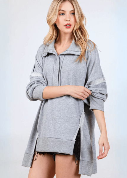 Slouch Sweatshirt with Snap Collar Made in USA - Image 5