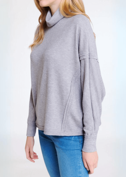 Soft Grey Turtle Neck Hacci Top - CLEARANCE FINAL SALE - Image 4