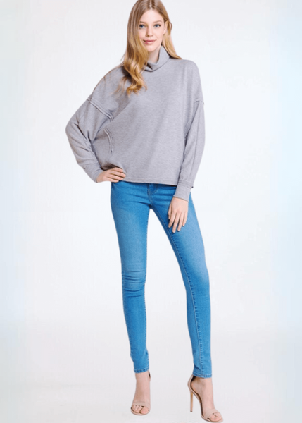 Soft Grey Turtle Neck Hacci Top - CLEARANCE FINAL SALE - Image 5