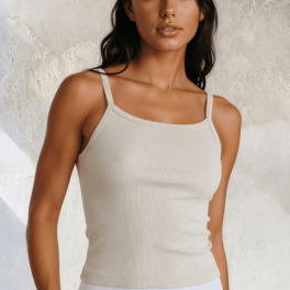 Strappy Crop Tank Top Bra30 (Egg Nog)