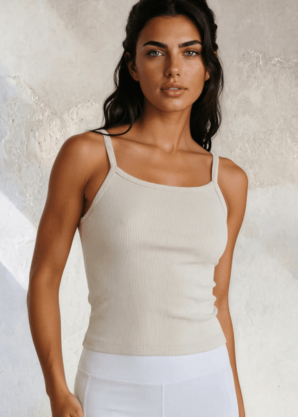 Strappy Crop Tank Top Bra30 (Egg Nog)
