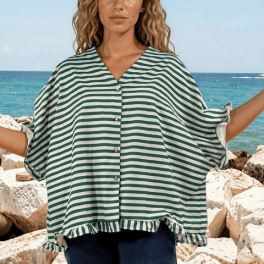 Lily Oversized Striped Top - Green