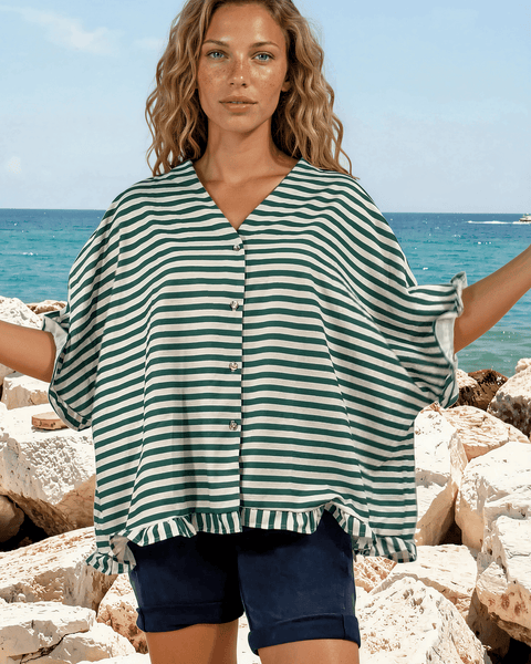 Lily Oversized Striped Top - Green