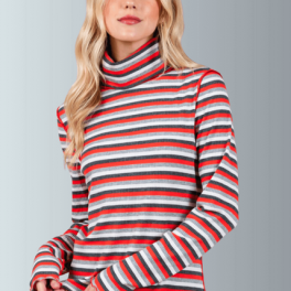 Lettuce Marrow Stitch Stripe Turtleneck CLEARANCE FINAL SALE