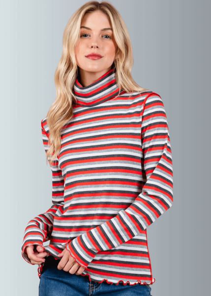Lettuce Marrow Stitch Stripe Turtleneck CLEARANCE FINAL SALE
